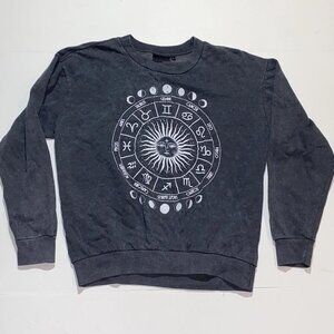 Chemistry Sweatshirt Mens Large Gray Graphic Zodiac Circle Astrology Sweater